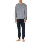 Schiesser Casual Essentials Long Pyjama With Cuffs Mørkblå bomull X-La...