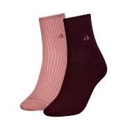 Calvin Klein Strømper 2P Short Sock Roll Top Svart/Rosa Str 35/38 Dame