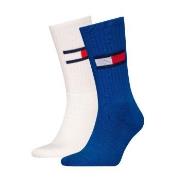 Tommy Men Uni TJ Flag Socks Strømper 2P Hvit/Blå Str 39/42