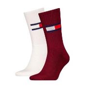 Tommy Men Uni TJ Flag Socks Strømper 2P Hvit/Rød Str 35/38