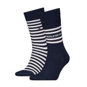 Tommy Hilfiger Strømper 2P Men Breton Crew Socks Marine Str 39/42 Herr...