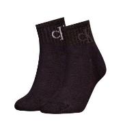 Calvin Klein Strømper 2P Glossy Rib Quarter Socks Svart Str 35/38 Dame