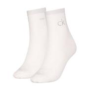 Calvin Klein Strømper 2P Shiny Logo Short Socks Hvit Str 35/38 Dame