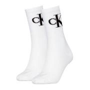 Calvin Klein Strømper 2P Women Monogram Crew Socks Hvit Str 35/38 Dame