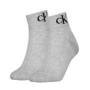 Calvin Klein Strømper 2P Women Monogram Quarter Socks Grå Str 39/42 Da...