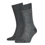 Tommy Hilfiger Strømper 2P Men Sock Stripe Mørkgrå  Str 43/46 Herre