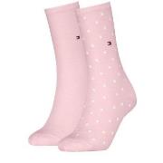 Tommy Hilfiger Strømper 2P Women Dot Sock Lysrosa Str 39/42 Dame