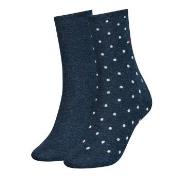 Tommy Hilfiger Strømper 2P Women Dot Sock Jeansblå Str 39/42 Dame