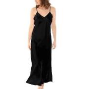 Damella Long Silk Nightdress Svart silke Medium Dame