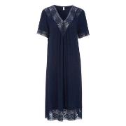 Damella Plain Lace Short Sleeve Nightdress Marine viskose XX-Large Dam...