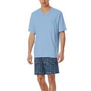 Schiesser Comfort Essentials V-Neck Short Pyjamas Marine/Blå bomull 48...
