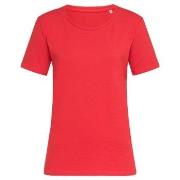 Stedman Claire Relaxed Women Crew Neck Rød ringspunnet bomull Medium D...