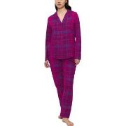 Triumph Boyfriend Long Sleeved Pyjama Set Rutet bomull 40 Dame