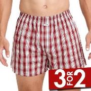 Jockey Woven Poplin Boxer Shorts Rød Mønster  bomull Large Herre