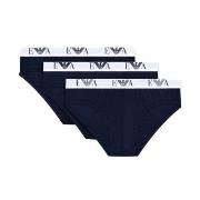 Armani Stretch Jersey Briefs With Logo 3P Marine bomull Small Herre
