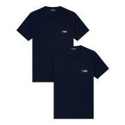 Armani Stretch Jersey Fitted T-Shirts 2P Marine bomull XX-Large Herre