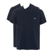 Armani Cotton V-neck T-shirts 2P Marine bomull X-Large Herre
