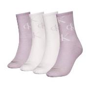 Calvin Klein Strømper 4P Women Aop Socks Gift Box Hvit/Lilla One Size ...