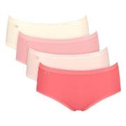 Sloggi Truser 4P Basic Plus Midi Color Rød/Rosa bomull 38 Dame