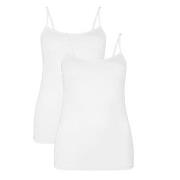 Bamboo basics 2P Vera Knitted Spaghetti Top Hvit Large Dame