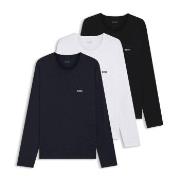 BOSS 3P Long Underwear Shirt Svart/Marine/Hvit bomull X-Large Herre