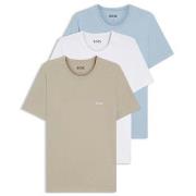 BOSS 3P Classic Crew Neck T Shirt Hvit/Lysblå bomull Large Herre