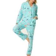 PJ Salvage Long Sleeve Flannel Pyjama Turkis Mønster bomull Large Dame