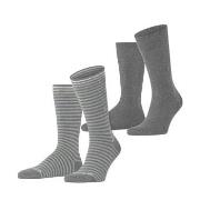 Burlington Strømper 2P Everyday Stripe Socks Grå Str 40/46 Herre