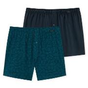 Schiesser 2P Leg Flattering Boxer Shorts Blå Mønster bomull Small Herr...