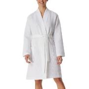Schiesser Essentials Waffle Bathrobe Hvit bomull Small Dame