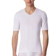 Schiesser Short Sleeve V-Neck Shirt Hvit bomull X-Large Herre