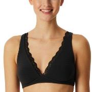 Schiesser BH Unique Cotton Soft Bra With Lace Svart bomull A 80 Dame