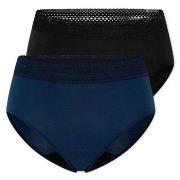 Schiesser Truser 2P Care Retro Period Pants Svart/Blå bomull 38 Dame