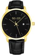 So & Co New York Herreklokke 5521.6 Madison Sort/Lær Ø40 mm