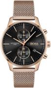 Hugo Boss Herreklokke 1513806 Sort/Rose-gulltonet stål Ø42 mm