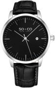 So & Co New York Herreklokke 5521.2 Madison Sort/Lær Ø40 mm