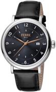 Ferrè Milano Herreklokke FM1G111L0021 Riccardo Sort/Lær Ø43 mm