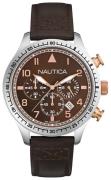 Nautica Herreklokke A17655G Chronograph Brun/Lær Ø44 mm