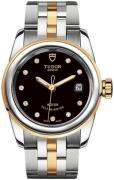 Tudor Dameklokke M51003-0007 Glamour Date Sort/Gulltonet stål Ø26 mm