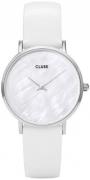 Cluse Dameklokke CL30060 Minuit Hvit/Lær Ø33 mm