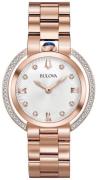 Bulova Dameklokke 98R248 Diamond Sølvfarget/Rose-gulltonet stål