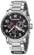 Wenger 99999 Herreklokke 01.0343.105 Sort/Stål Ø43 mm