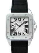 Cartier Santos Santos 100 Herreklokke W20073X8 Sølvfarget/Lær