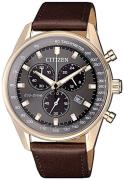 Citizen Chrono Herreklokke AT2393-17H Grå/Lær Ø40 mm