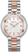 Bulova Diamond Dameklokke 98R247 Sølvfarget/Rose-gulltonet stål