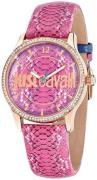 Just Cavalli Just Paradise Dameklokke R7251601501 Rosa/Lær Ø38 mm