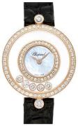 Chopard Dameklokke 203957-5208 Happy Diamonds Hvit/Lær Ø26 mm