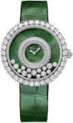 Chopard Dameklokke 204445-1009 Happy Diamonds Grønn/Lær Ø37.7 mm