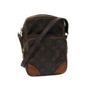 Pre-owned Brunt lerret Louis Vuitton skuldervesker