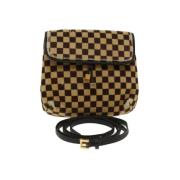 Pre-owned Brunt lerret Louis Vuitton skuldervesker